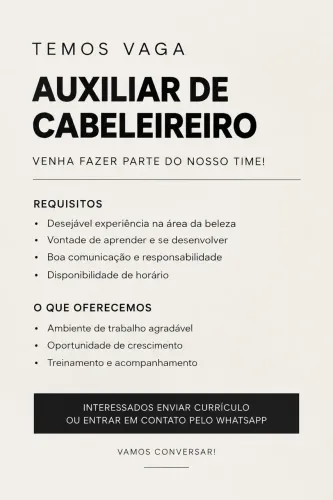 VAGA AUXILIAR CABELEIREIRO