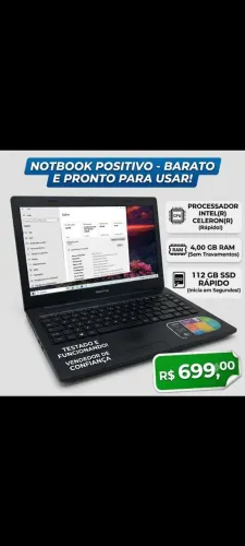 Notebook Positivo Intel 4GB RAM SSD 120GB - Rápido e Barato (Preço Imbatível)