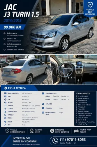 JAC J3 S Turin 1.5 Jet Flex 16V 4P Mec. 2015