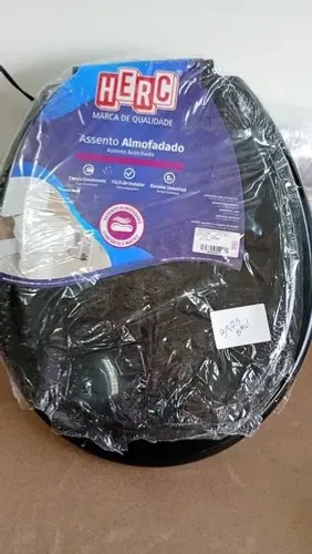 Assento Sanitário Almofadado Oval Preto Herc