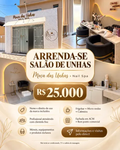 ? OPORTUNIDADE ? ARRENDA-SE SALÃO DE UNHAS! Salão montado e em funcionamento, em bom pont