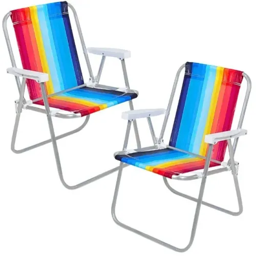 Cadeira de Praia Alta Colorida Aluminio