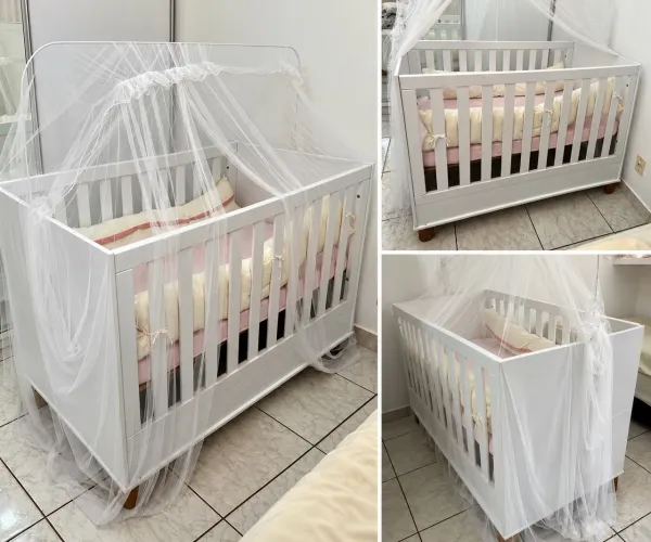 Berço Infantil com Colchão - Vira Cama Montessoriana