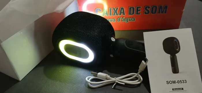 Microfone Bluetooth/Karaokê/auxiliar/RGB/FM (Novos)
