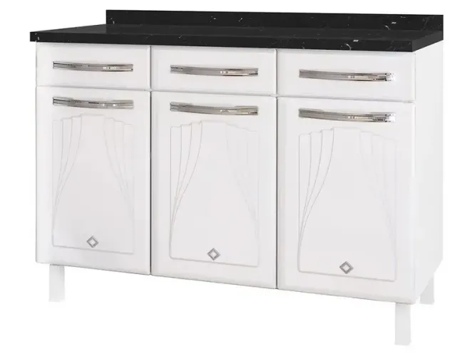 Balcão de Cozinha Telasul Aço 3 Portas 3 Gavetas Cristal