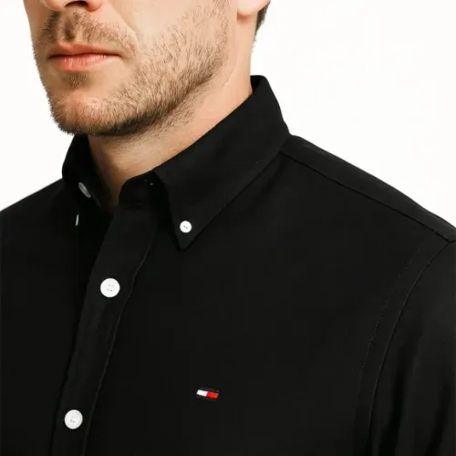 Camisa Social Manga Longa Oxford Tommy Hilfiger Preta - Tam. M