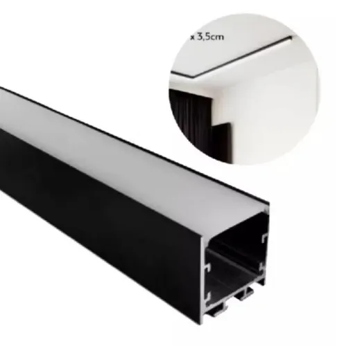 Perfil Fita LED Sobrepor 35x35 Alumínio Barra 50cm Preto