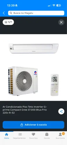 Ar Condicionado Piso Teto Inverter G-prime Compact Gree 57.000 Btus Frio 220v R-32