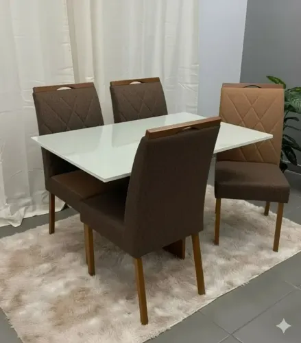 Mesa de Jantar Los Angeles com 4 Cadeiras Bali Marrom (Produto Novo de Fábrica)