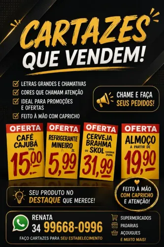 Faço cartazes para seu estabelecimento