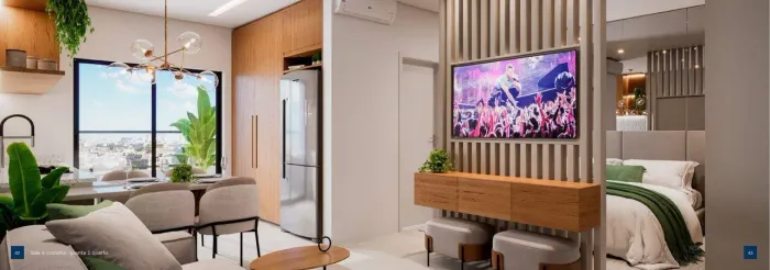 Studio à venda no Bairro Patrimônio, Uberlândia/MG | 53m² | Varanda Gourmet, Churrasqueira