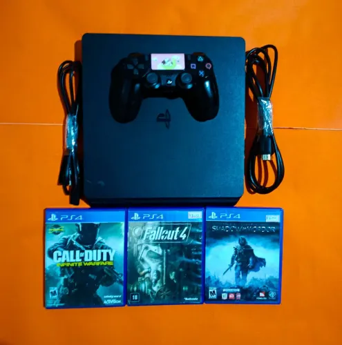 PS4 SLIM 500GB + 1 CONTROLE + 3 JOGOS FÍSICOS