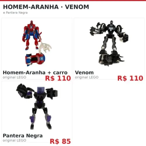 Mechs Robos Super-Herois Blocos de Montar Homem-Aranha Venom Hulk Thanos Batman Thor