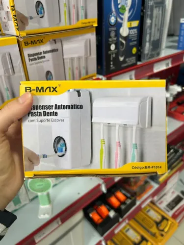 Dispenser para Pasta de Dente com Suporte de Escovas Branco