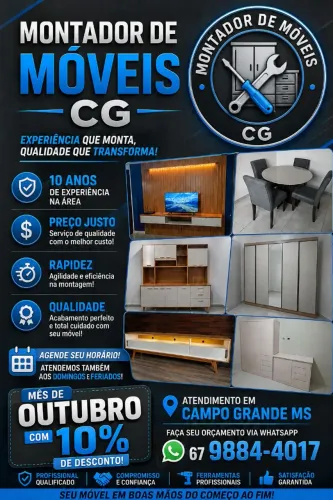 Montador de Móveis CG 10% de desconto em Outubro