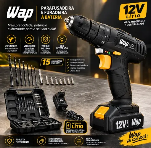 Parafusadeira e Furadeira com bateria e com Kit ! WAP