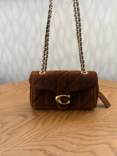 Coach tabby 20 shouder bag em suede marrom
