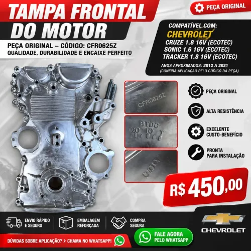 Tampa Frontal Motor Chevrolet Cruze Sonic Tracker 1.8 1.6 Ecotec - CFR0625Z