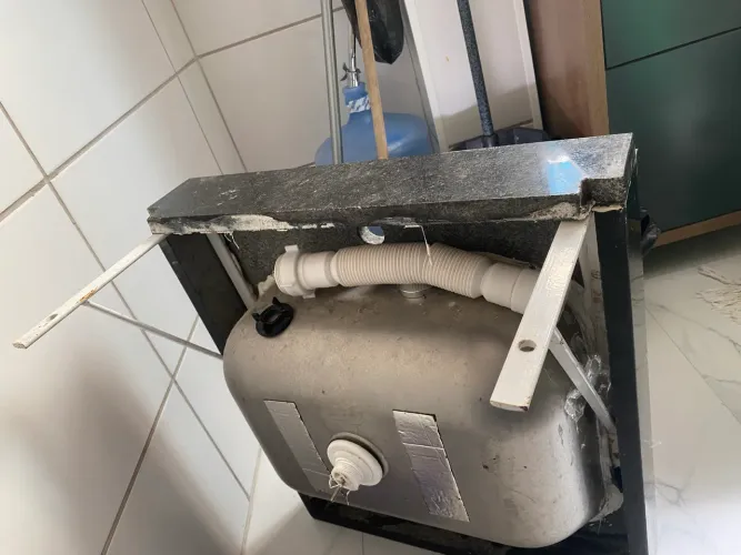 Cuba inox para área de serviço em mármore +torneira e cifrão