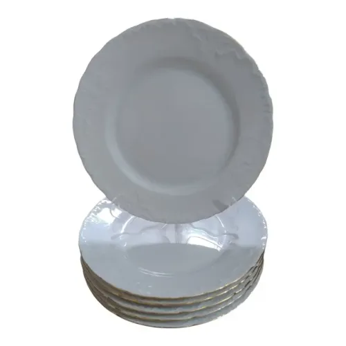 Pratos Sobremesa Antiga Porcelana Bavária Borda Ouro 6 Unid 