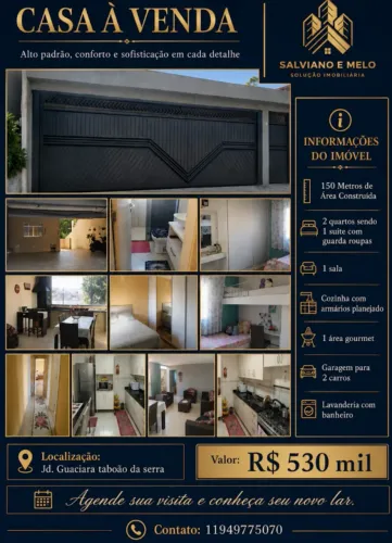 Casa em Taboão da Serra, 2 quartos, suíte e garagem