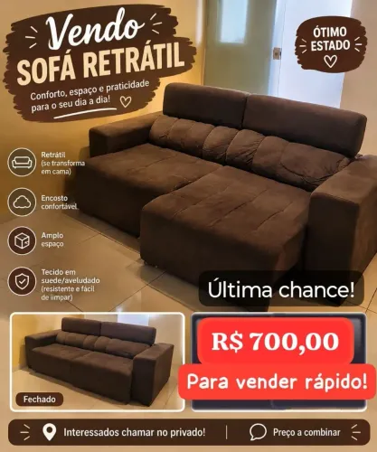 Vendo Sofá Retrátil 3 Lugares