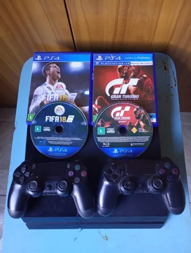 [BAIXEI PRA SAIR] Ps4 slim + 2 Controles + 2 Jogos | revisado, silencioso e limpo