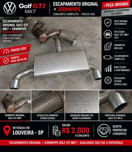 Escapamento Original Golf GTI MK7 + Downpipe