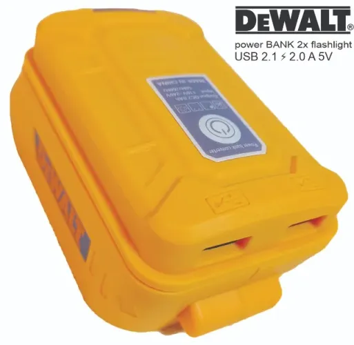 Adaptador USB para bateria Dewalt 20V com 2 portas USB 2.1 2A e uma super lanterna LED