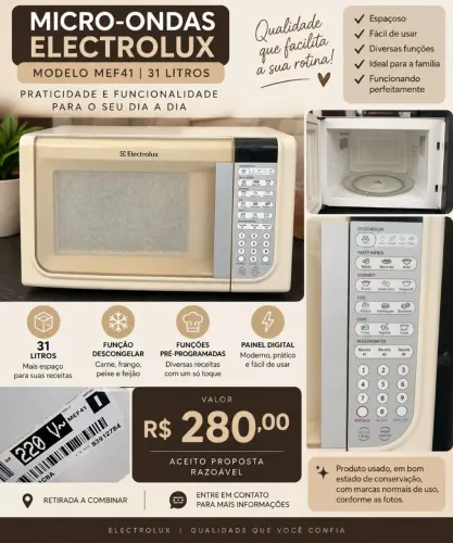 MICRO-ONDAS ELECTROLUX 31L - MEF41 | R$ 290