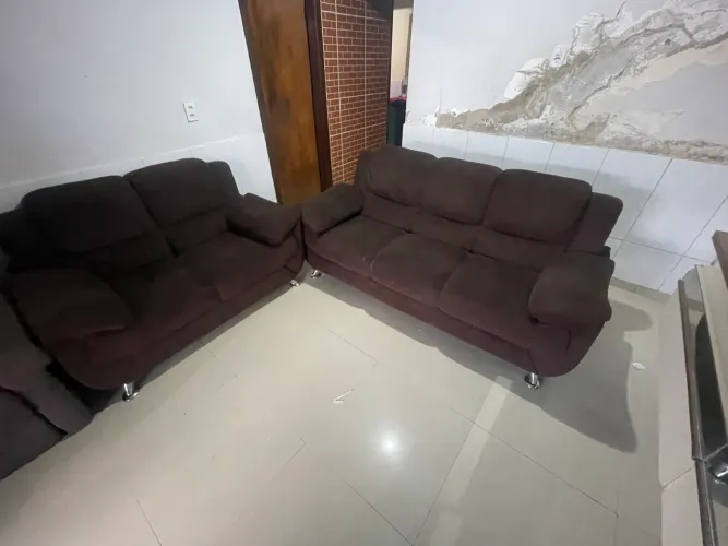 Jogo de sofá + rack + poltrona retrátil