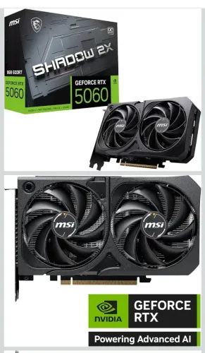 Lacrada Placa de Vídeo MSI GeForce RTX 5060 Shadow 2X OC 8GB GDDR7 DLSS 4 gamer ps5 pro