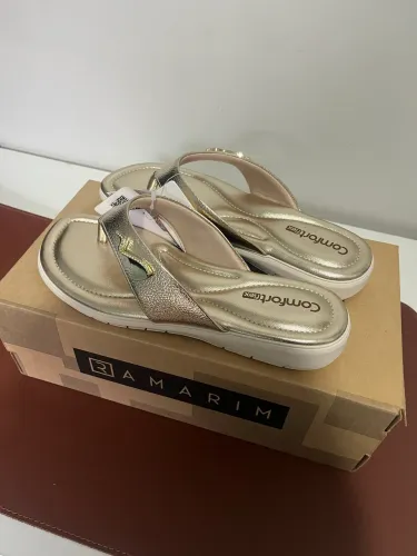 Tamanco Comfortflex Champagne Metalizado - Ramarim