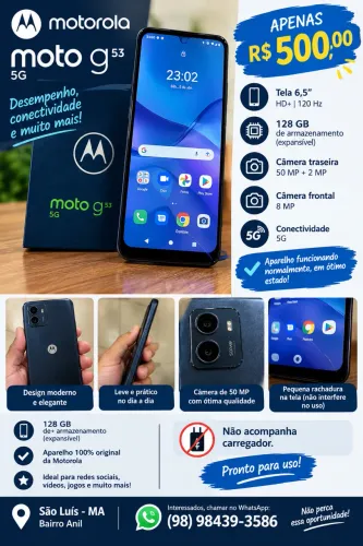 ? Moto G53 5G 128GB - R$ 500