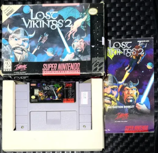 Lost Vikings 2 Original SNES Super Nintendo Caixa Manual Berço