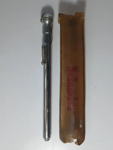 Calibrador De Pneu Tipo Caneta Schweers Antigo Com Capa Vintage