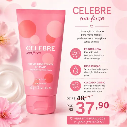 Hidratante para as mãos o boticário Celedre