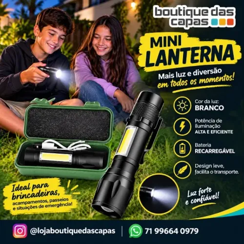 MINI LANTERNA RECARREGAVEL LED LT-408 LT-407 caça pesca praia carro adulto criança