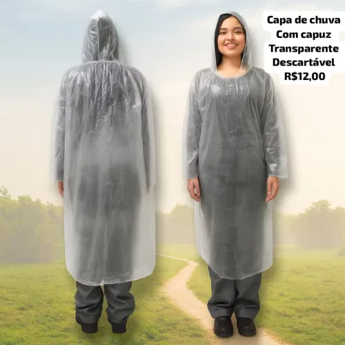 Capa de chuva transparente 