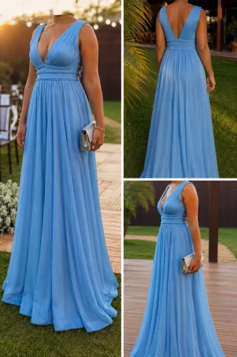 vestido de festa longo azul serenity 36