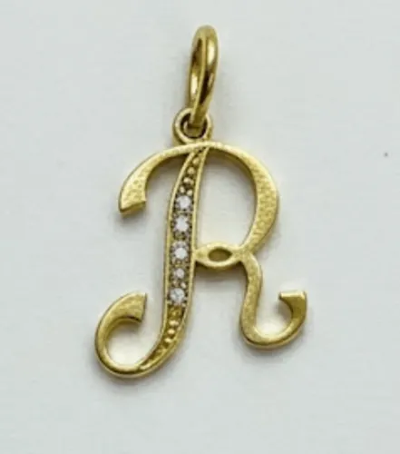 pingente letra R - dourado - bijouteria