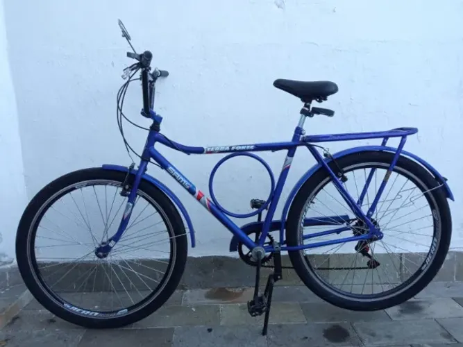 Bicicleta Aro 26 Samy Barra Forte 6 Velocidades Azul Quadro Reforçado Urbana