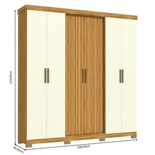 Guarda Roupa Casal Avelan 6 Portas 3 Gavetas Freijo/Off White por 1.000,00, semi-novo