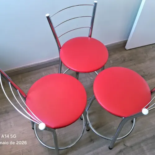 Conjunto de 3 Banquetas decorativa com encosto