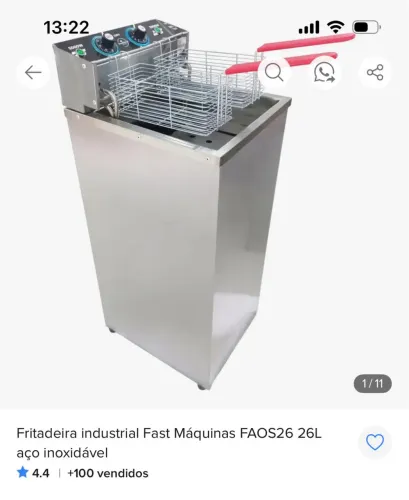 Fritadeira industrial 26 litros em inox