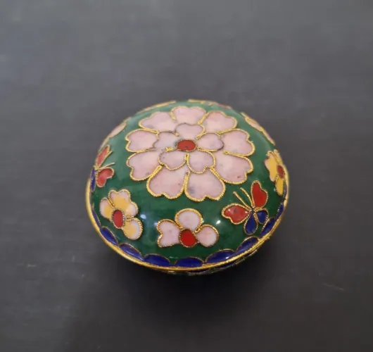Porta-Joias Antigo Em Esmalte Cloisonné Chinês - Vintage