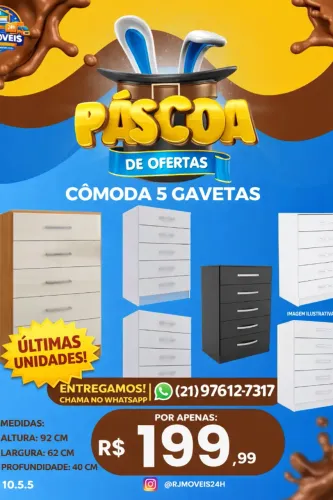 Cômoda 5 gavetas (Pague na entrega)