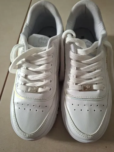 Tênis de couro plataforma branco Ollie - Tamanho 36