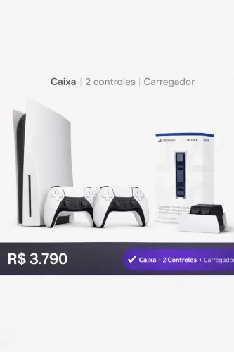 Console PS5 1TB Mídia Física + 2 Controles + Carregador (Caixa)