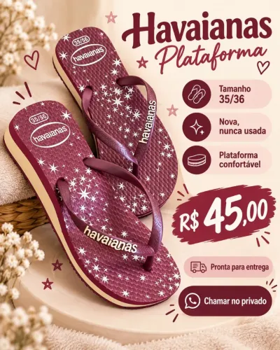 Havaianas Plataforma Bordô - NOVA